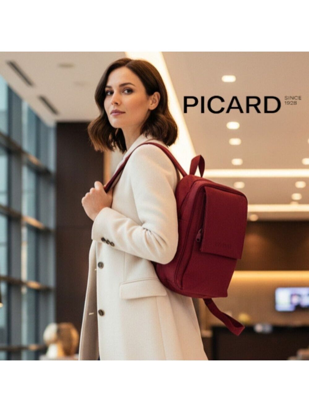 PICARD Compact Laptop Backpack Red German Travel Minimalist EUC